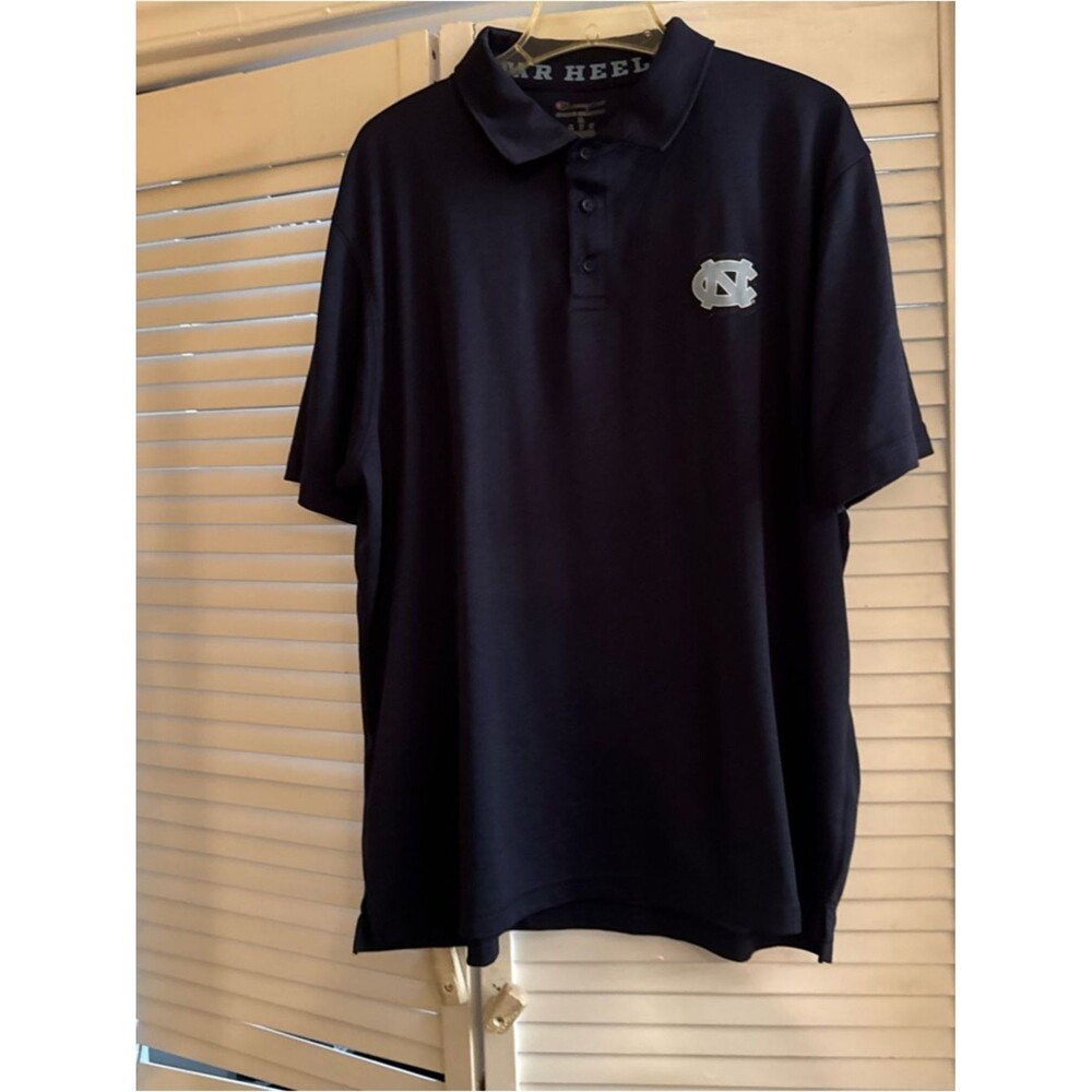 Champion Men's Navy Polo with Light Blue NC Logo